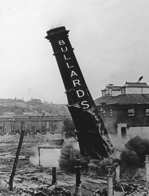 Bullard's chimney comes down